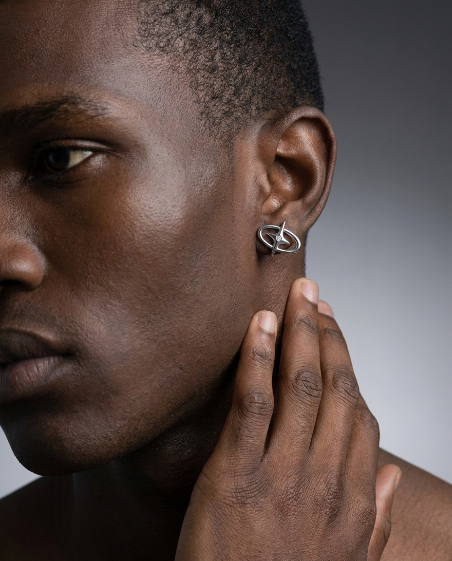 / Orbit / Zircon Center Earrings Stainless Steel