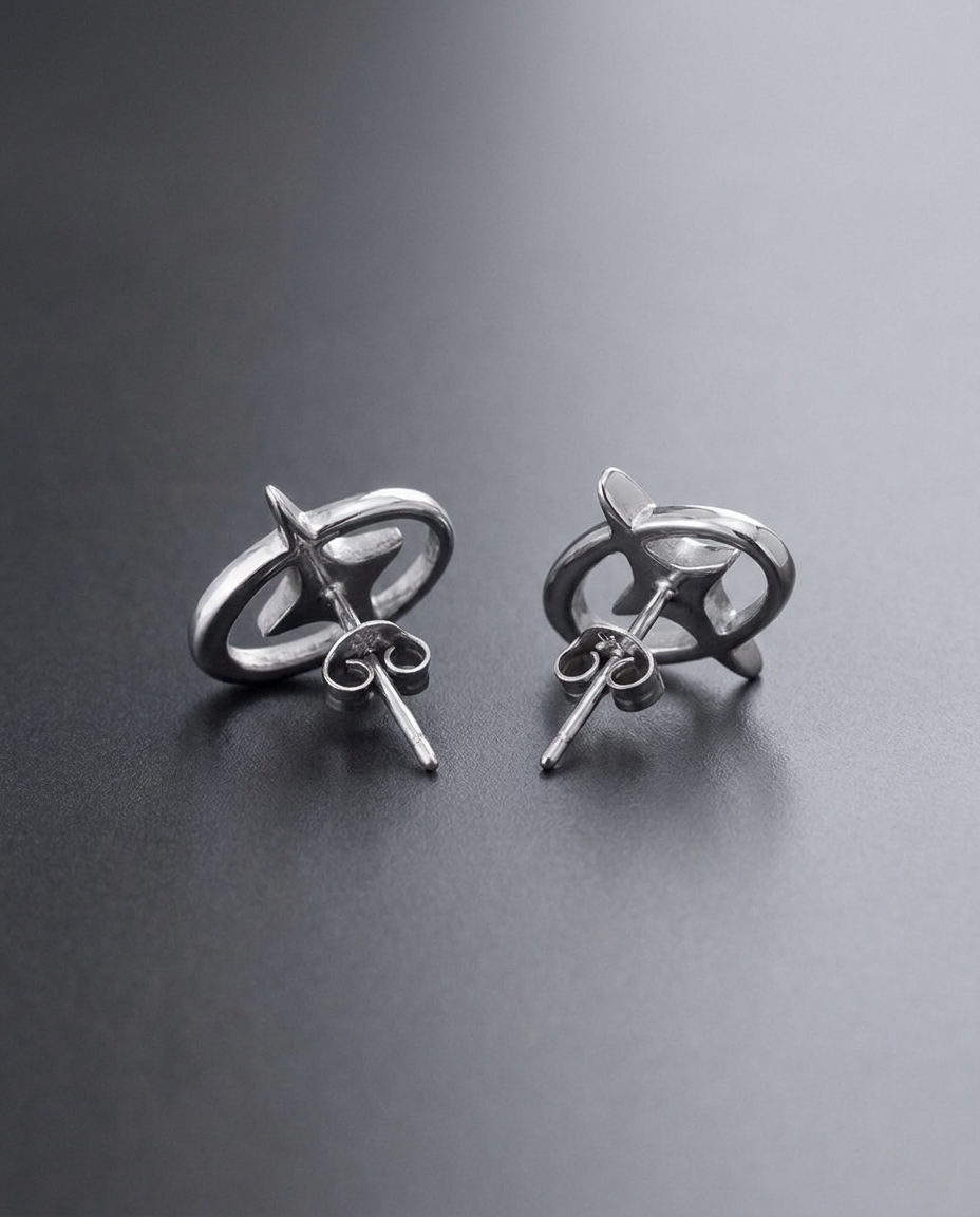 / Orbit / Zircon Center Earrings Stainless Steel