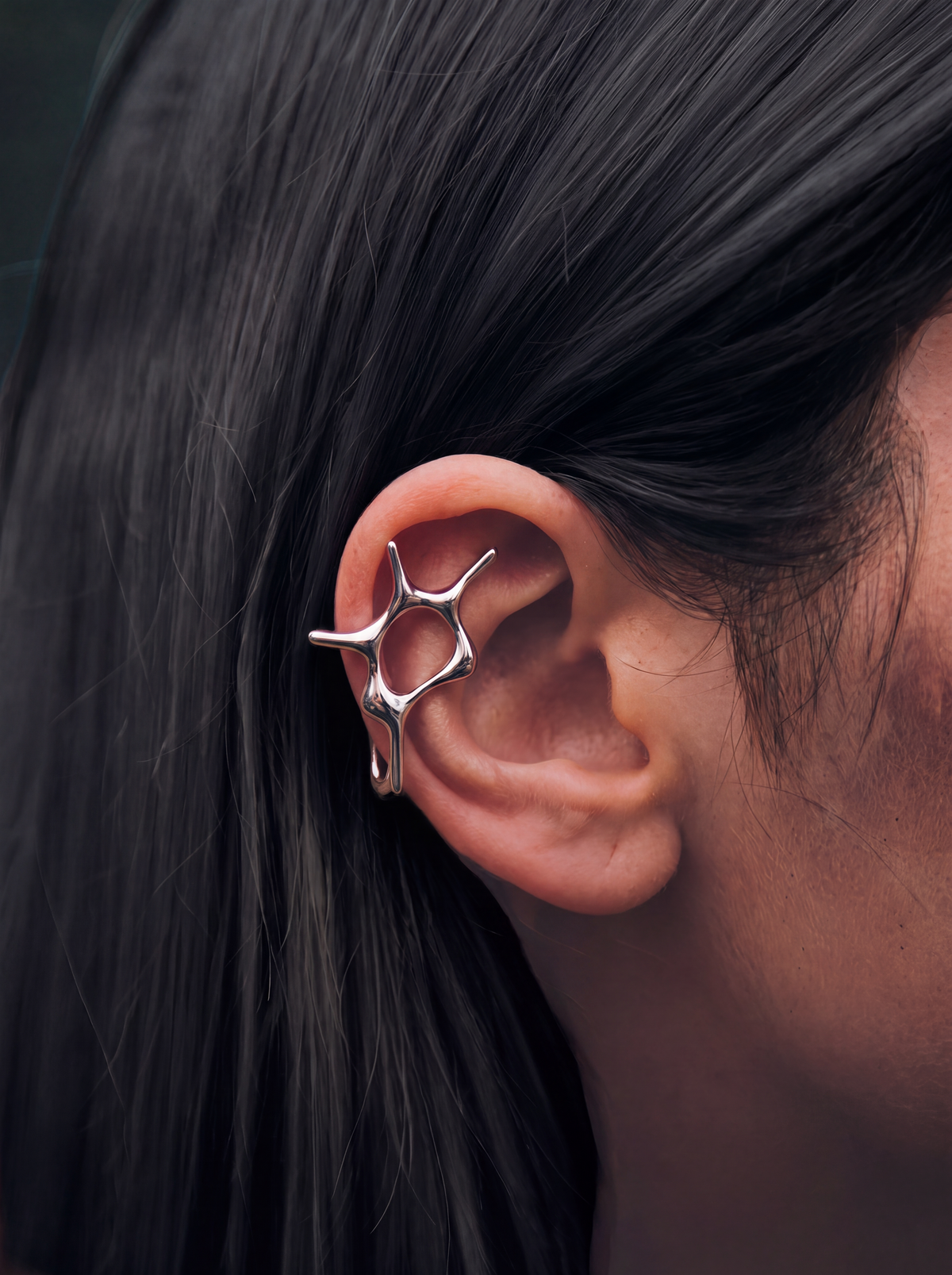 / Web / StainlessSteel Molten Earclip